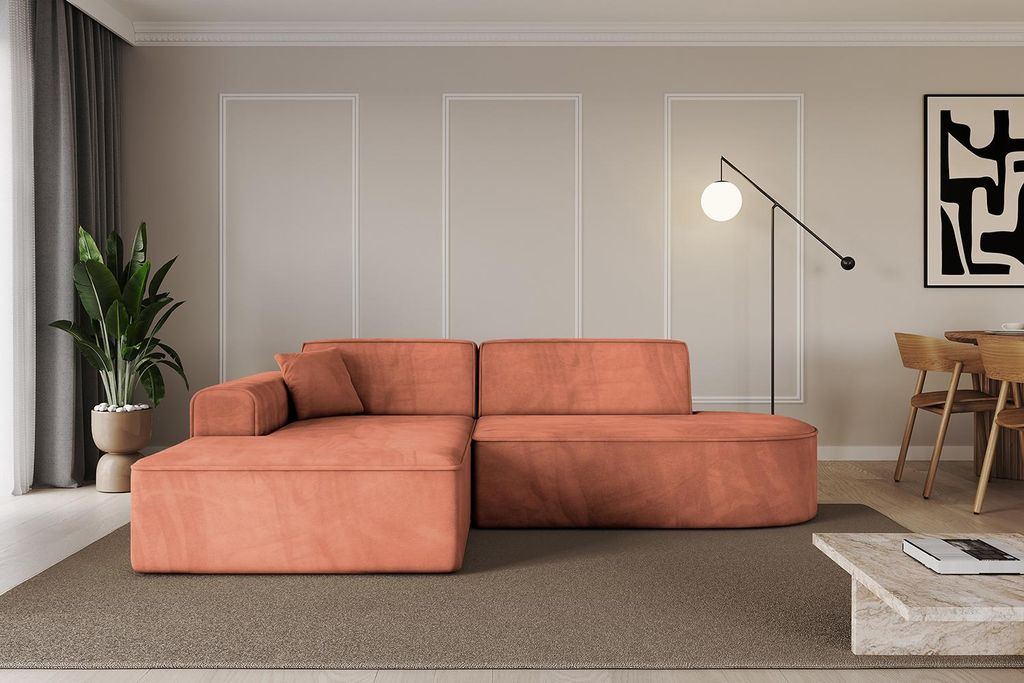 ALTDECOR Ecksofa in L-Form IREA-L1-v3 232x165x77 cm Apricot Corner Sofa Eckcouch Couch Wohnlandschaft Cauchsofa