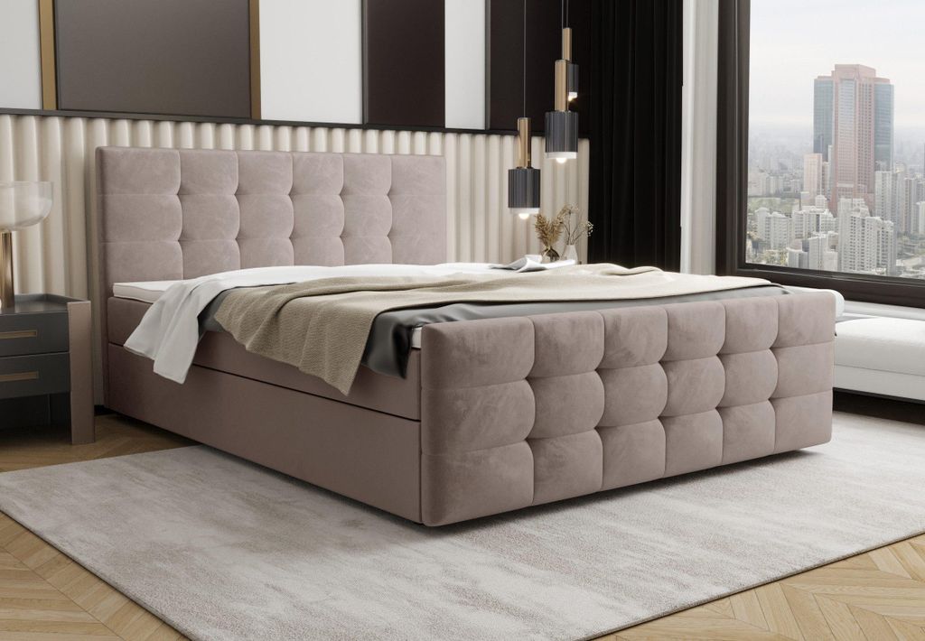 B&B Home Boxspringbett CoriaIII 200x200 cm – mit Bettkasten