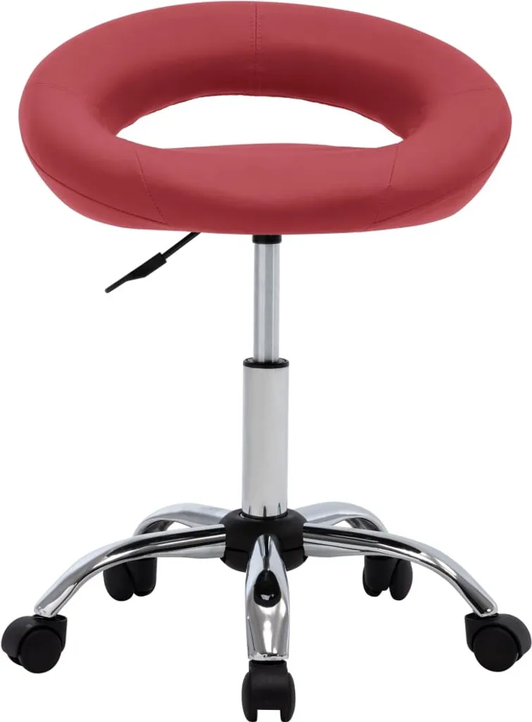SYFAX™ Sedia da Lavoro con Ruote Rossa in Pelle finta