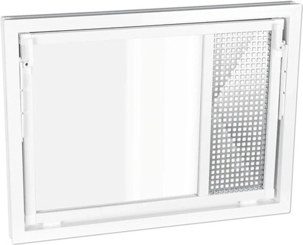 WOLFA Mehrzweck Kipp-Fenster PLUS Kunststoff weiß 400x400 mm mit Isolierglas und Zwangsbelüftungsflügel
