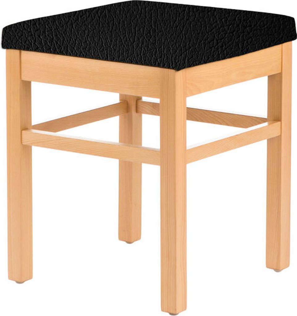 Sitzhocker für Seniorenstuhl Alexander - Schwerlasthocker Kunstleder Soft Schwarz