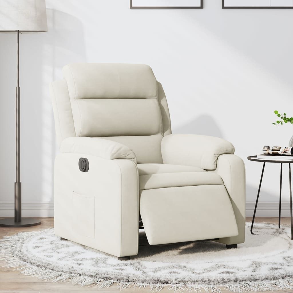Eleganter Relaxsessel - Wohnzimmerstuhl - Lesesessel Polsterstuhl - Elektrisch Creme Samt GermanyMöbel 37667 - Fernseh- & Relaxsessel