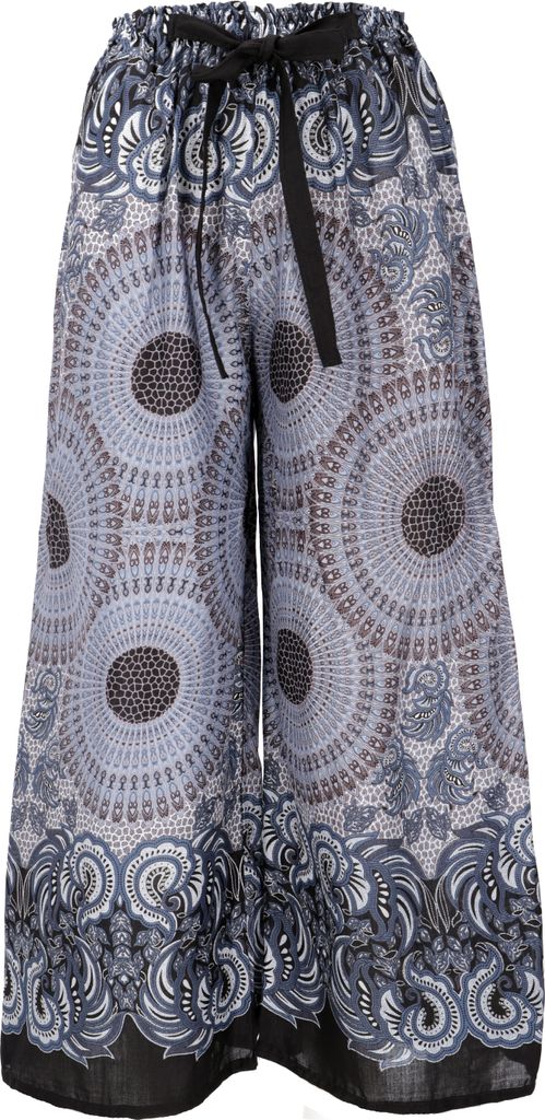 Palazzohose, Schlaghose, Boho Sommerhose, Hippie Goa Hose - Schwarz, Damen, Viskose, Hosen