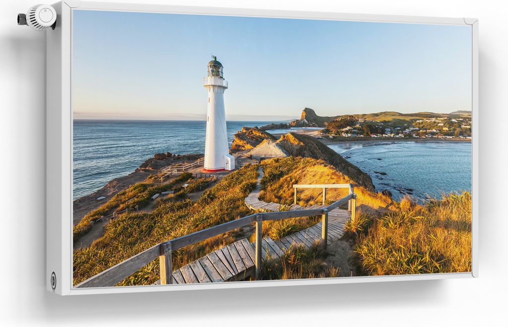 DEQORI Magnetmatte Heizung beschreibbar 100x60 cm 'Leuchtturm Idylle' Magnetfolie