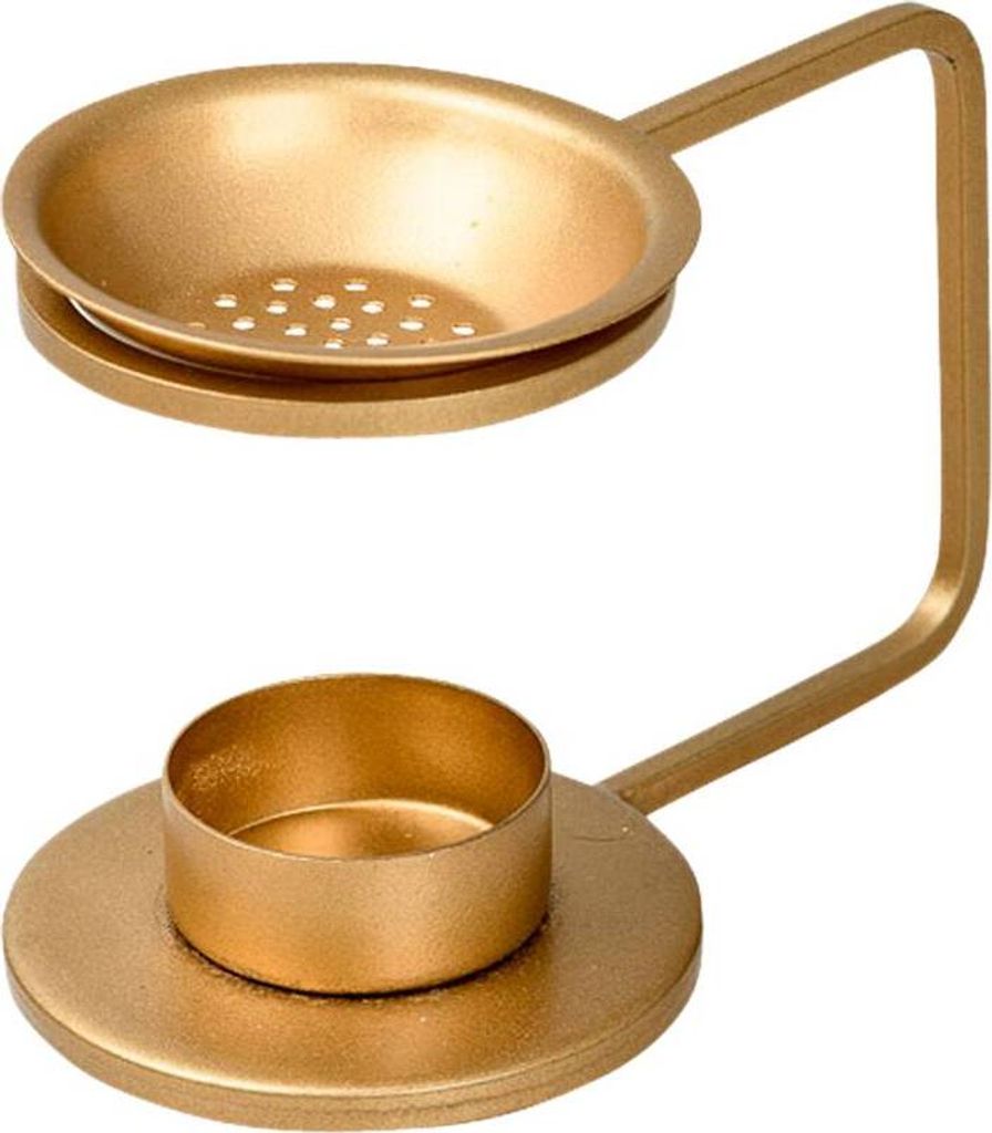 Räucherstövchen Eisen Gold H 8,5cm Höhenverstellbar mit Teelicht Für Weihrauch