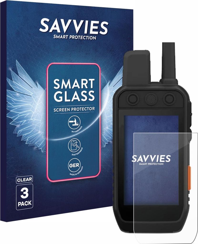 3x Savvies Schutzglas Folie für Garmin Alpha 200 / 200i / 300 / 300i K 9H Panzer Schutzfolie Glas Displayschutz klar transparent