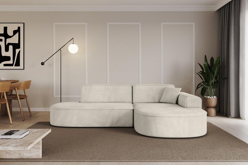 ALTDECOR Ecksofa in L-Form MARI-L1 - 243x171x79,5 cm Beige - Corner Sofa Bett Eckcouch Couch Wohnlandschaft Cauchsofa