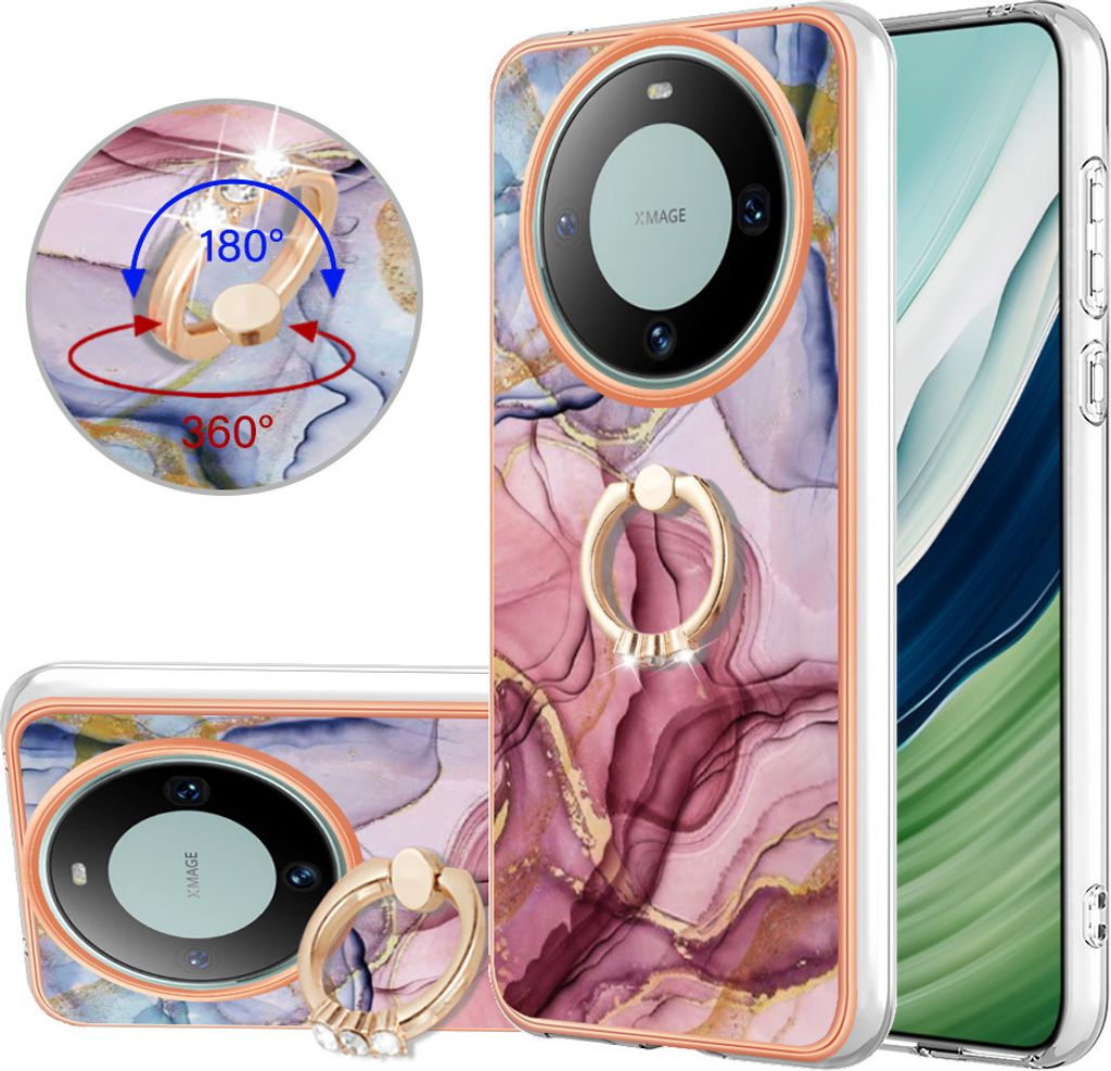 Hülle für Huawei Mate 60 Muster TPU Silikon Stoßdämpfer Bumper Schutzhülle mit Ring Ständer Rot