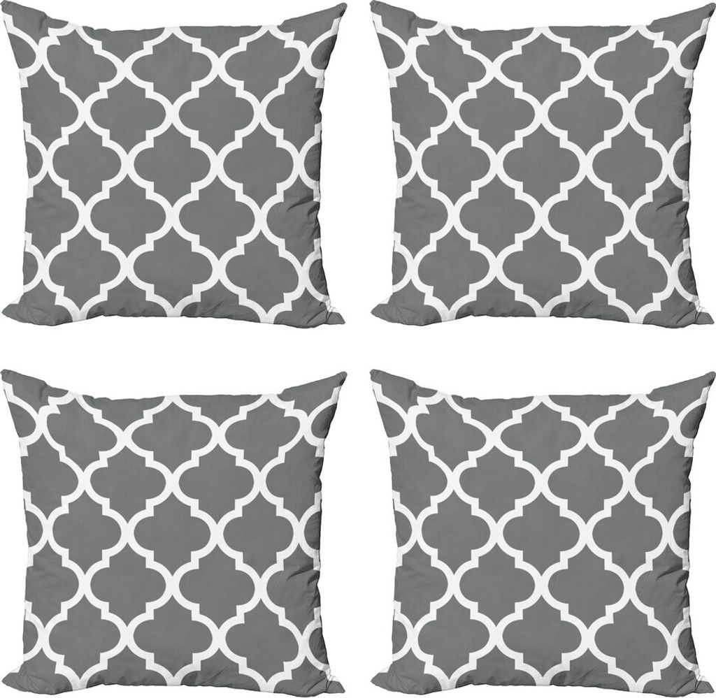 ABAKUHAUS Grau und Weiß Kissenbezug Set (4 Stück), Victorian Motive, Moderner Doppelseitiger Digitaldruck, 45 cm x 45 cm, Grau weiß