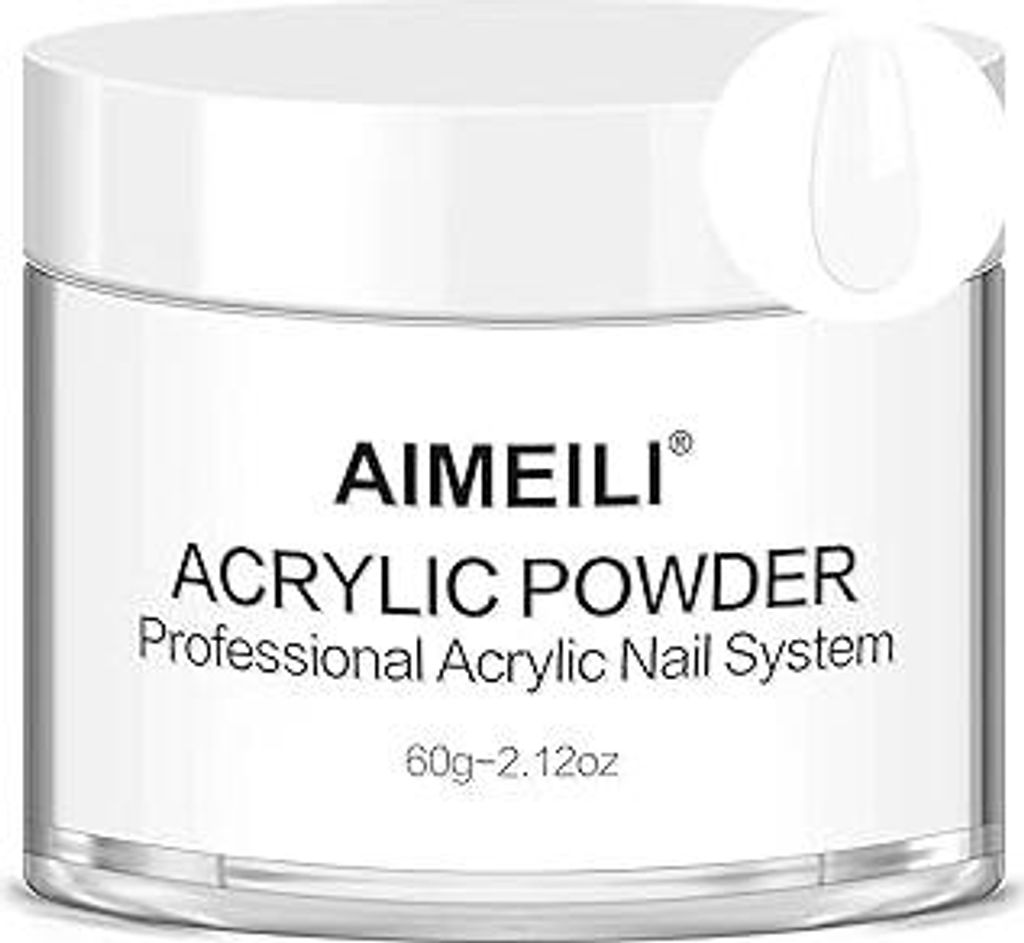 Acrylpulver für Nägel Weiß - 60g Acryl Pulver Weiß 4 in 1 Acrylic Powder für Verlängerung von Acryl Nägel, 3D Nagelkunst, French Nails, Nage...