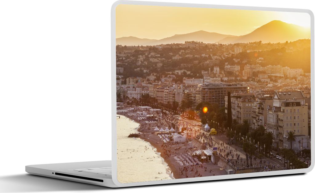 MuchoWow Laptop Aufkleber Sticker Cover Sonnenuntergang - Küste - Nizza 40x30 cm - Laptop Dekoration - Selbstklebend