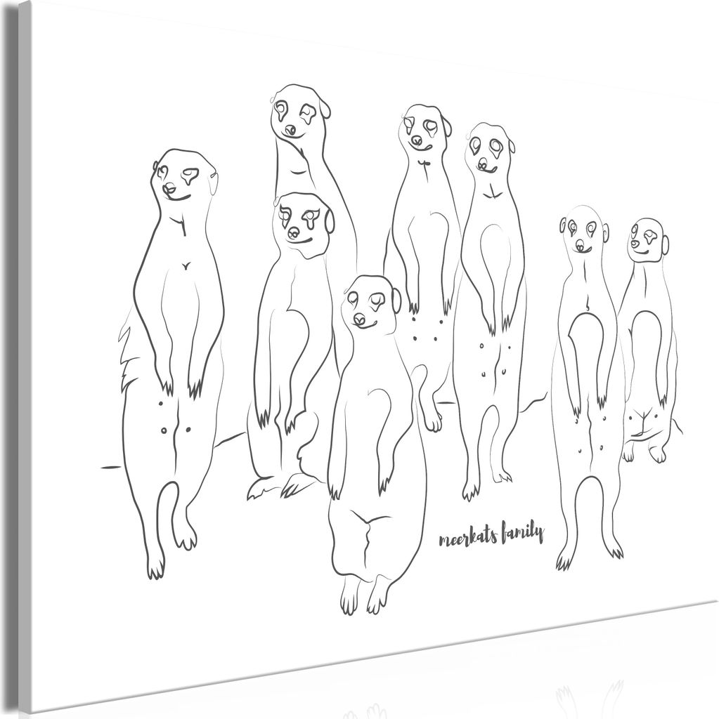 Vlies Leinwandbild - Animal Patrol (1-part) - Meerkats on Black and White Background 60x40 cm Tiere g-A-0172-b-a