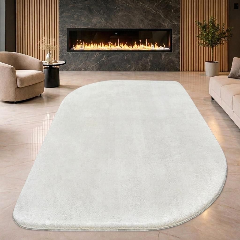 Design Teppich Shape in eleganter Freiform weich Creme Größe - 120 x 160 cm