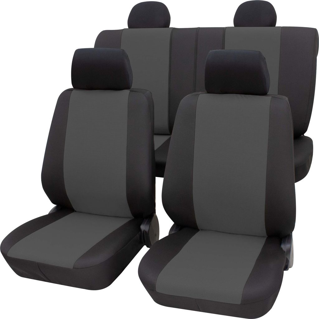A set of car seat covers displayed against a white background.