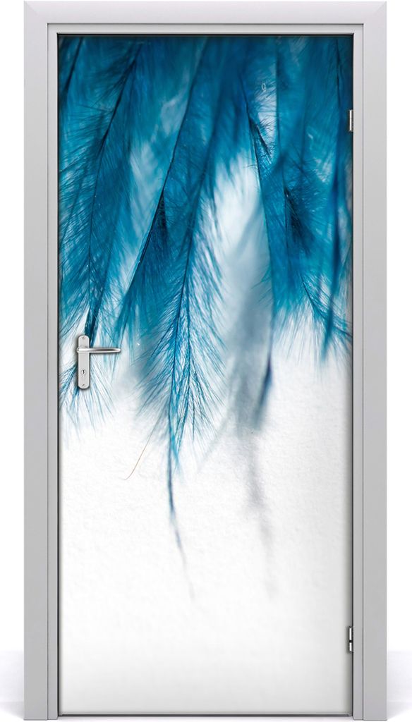 Tulup Türaufkleber 95x205 cm Dekorative Aufkleber Selbstklebend Wasserdichte Tapete Abnehmbar Schlafzimmer Wohnzimmer Wohnkultur - blaue Federn