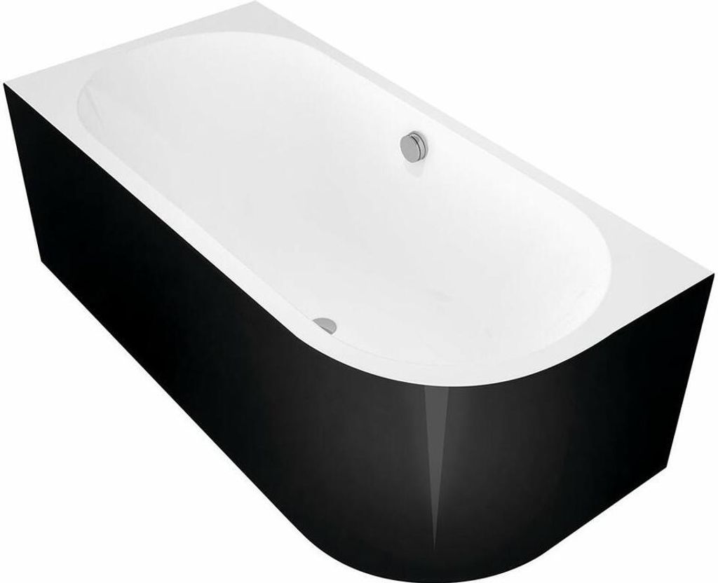 VIVA L MONOLITH asymmetrische Badewanne 180x75x60cm,links, weiß/schwarz