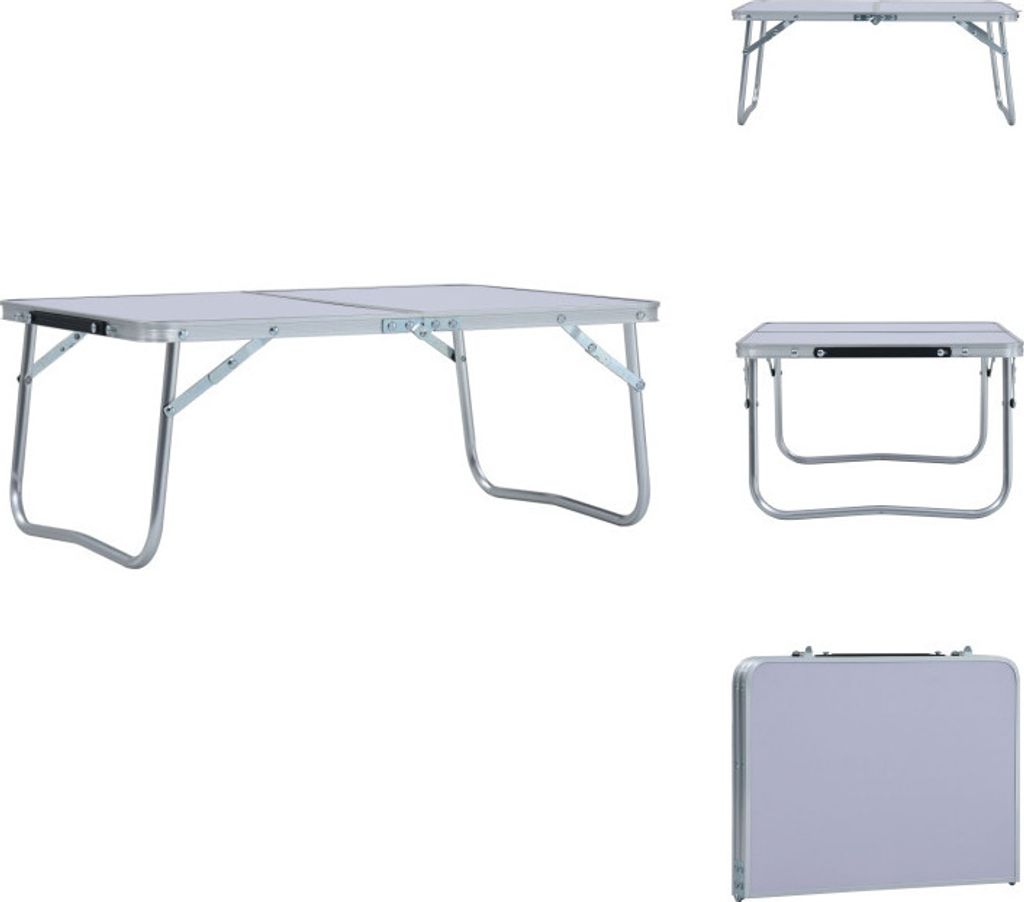 vidaXL Klappbarer Campingtisch Weiß Aluminium 60 x 40 cm - Campingmöbel