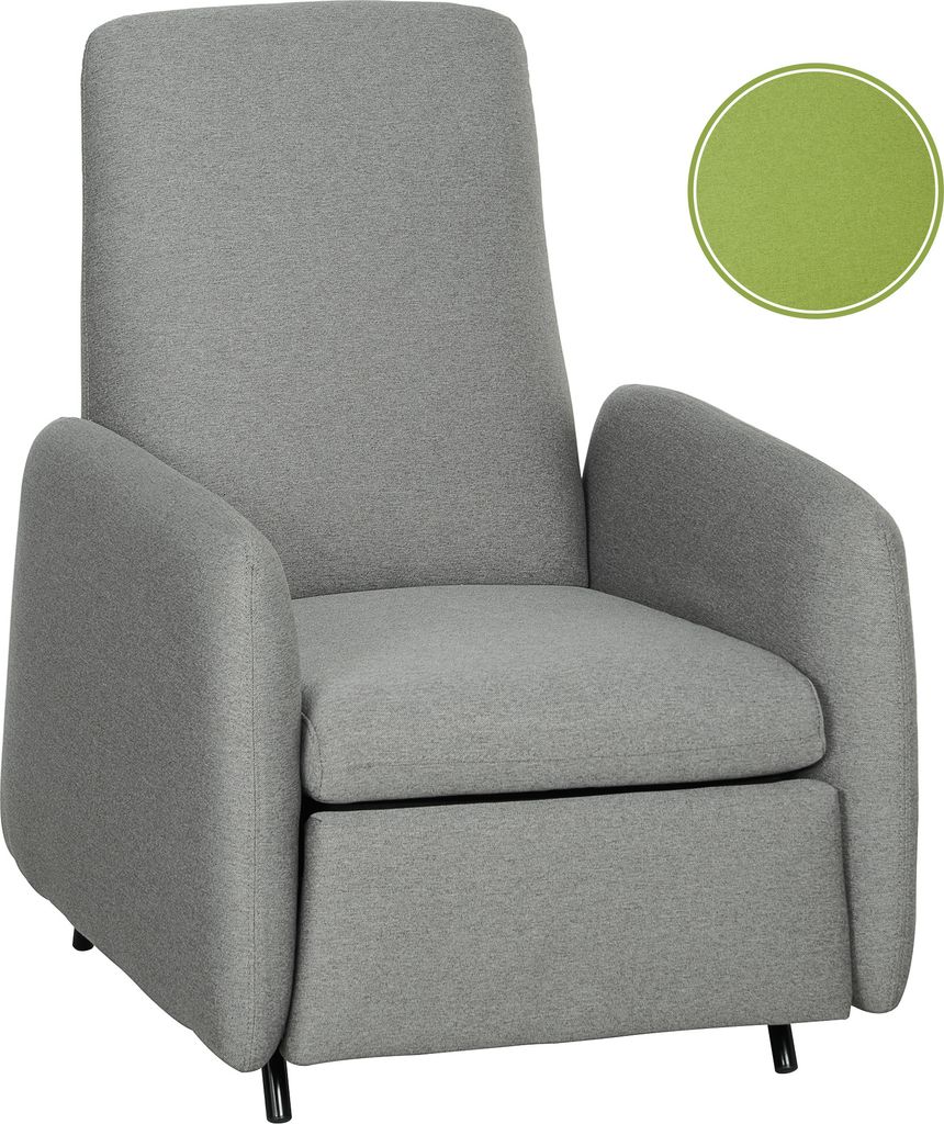 HOMCOM Manueller Liegesessel mit Fußstütze, Liegestuhl aus Stoff in Leinenoptik mit Ersatzbezug für Schlafzimmer, Wohnzimmer und Lounge, grau
