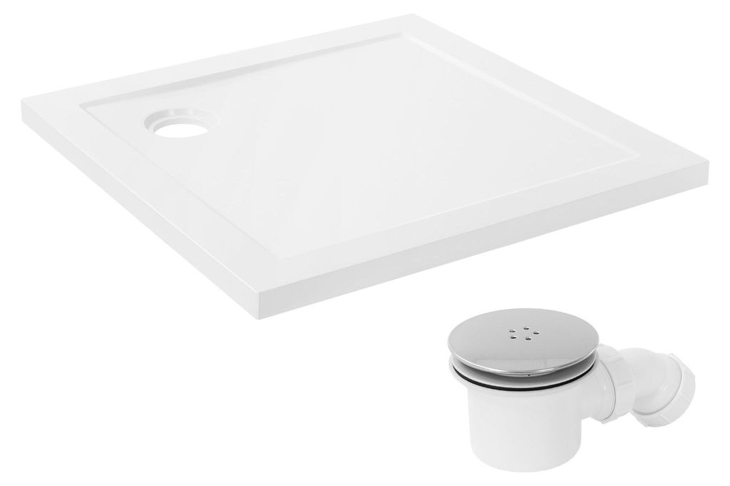 Pojemnik prysznicowy LuxeBath, 80x80 cm, biały, z kompletem Zdjęcie produktu 
