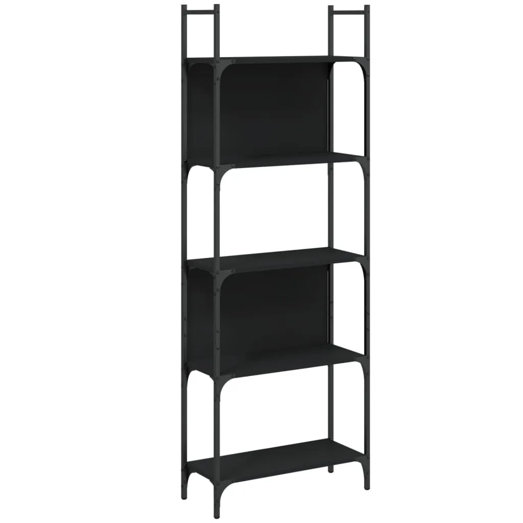 Scaffalatura Nera 5 Ripiani in Legno 60,5x24x166,5 cm | Robusta