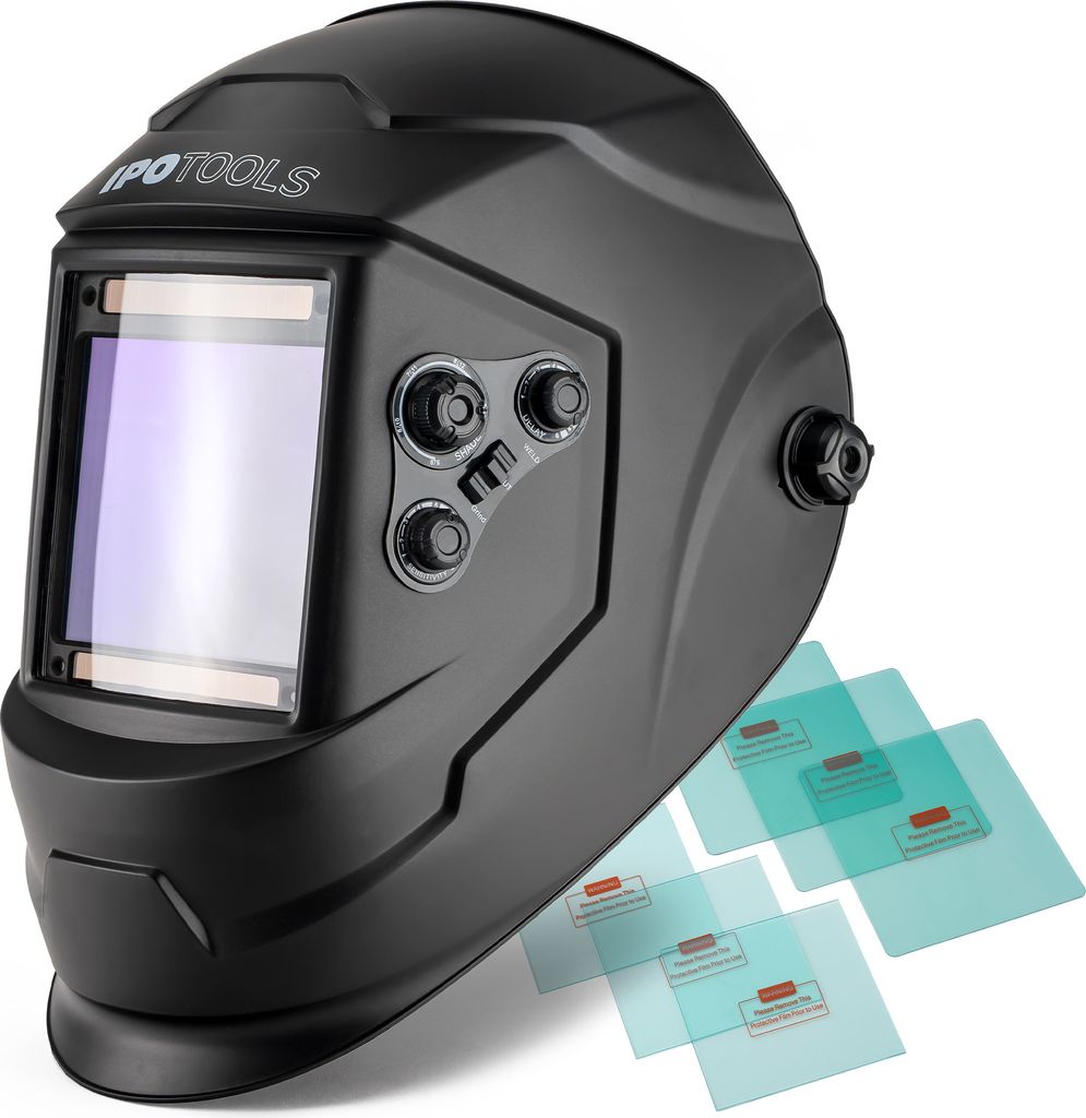 IPOTOOLS Automatik Schweißhelm LY800H - 4 Sensoren XXL Sichtfeld True Color Echtfarben Filter und Optischer Klasse 1/1/1/1