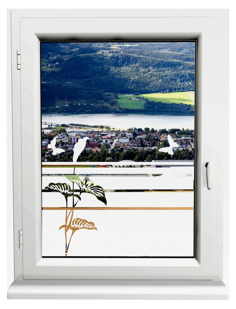 Glasdekorfolie - Schmetterling - Sonnenschutz - Sichtschutzfolie - Fensterfolie - für Küche und Bad - selbstklebend - matt