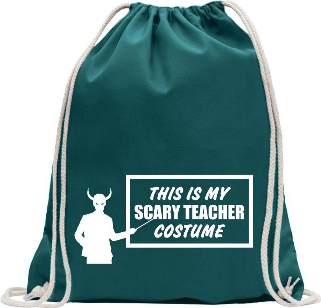 Kiwistar - Turnbeutel - petrol - My Scary Teacher Costume II - Fun Rucksack Sport Beutel Gymsack Baumwolle mit Ziehgurt