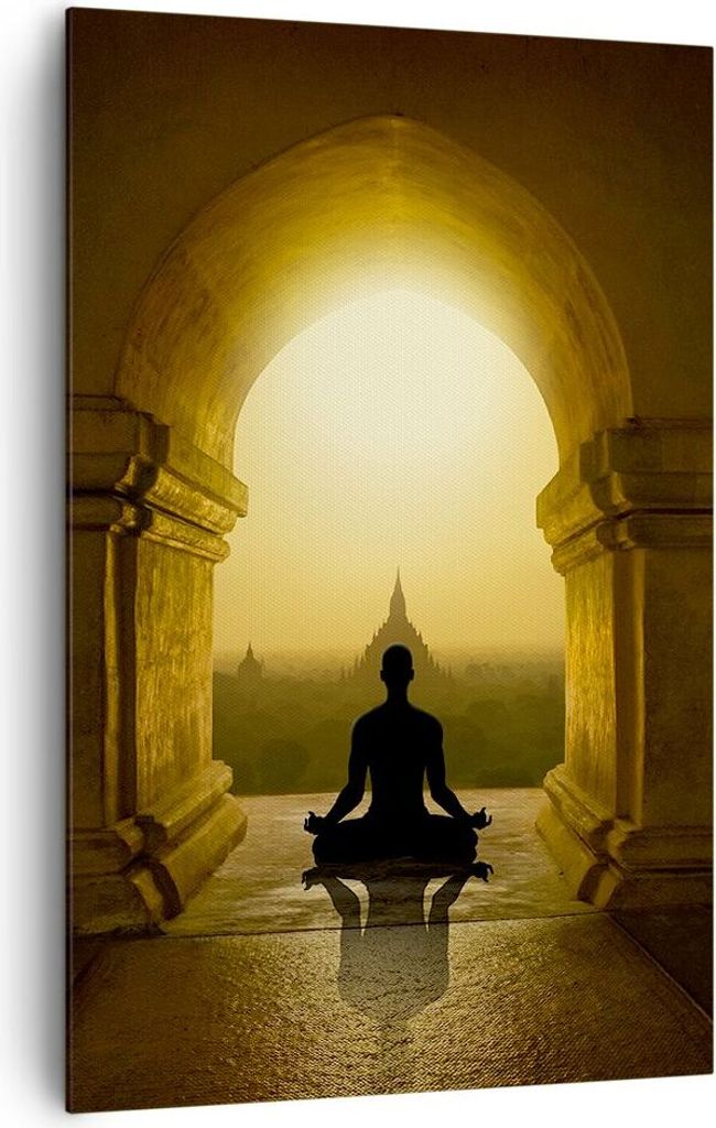 Bild auf Leinwand - Leinwandbild - Einteilig - Meditation Tempel Schatten - 80x120cm - Wand Bild - Wanddeko - Wandbilder - Leinwanddruck - Wanddeko...