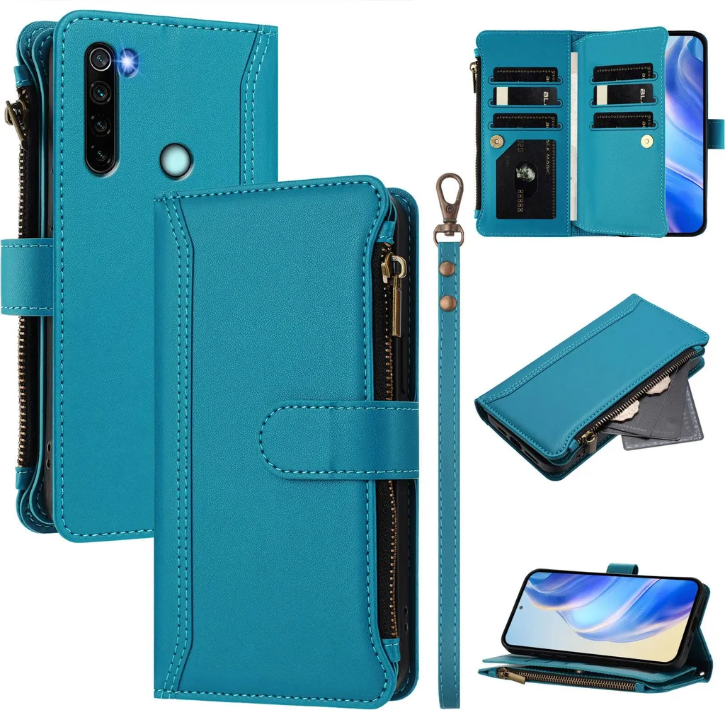 Custodia da Viaggio per Redmi Note 8 - Wallet Case Blu con Cerniera