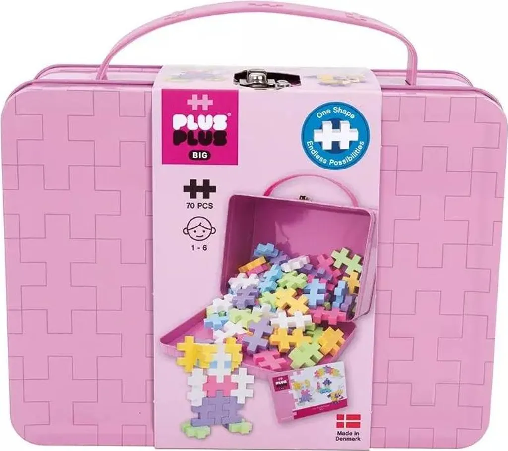Plus Plus BIG Valise Métal Rose 70 Pièces 3275 Dante Jeu de Construction
