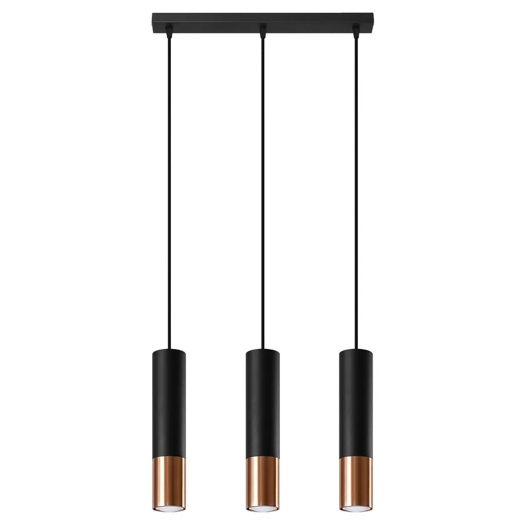 Lampada Sospensione LOOPEZ 3L Nero Rame | Design Sollux Lighting 3xGU10