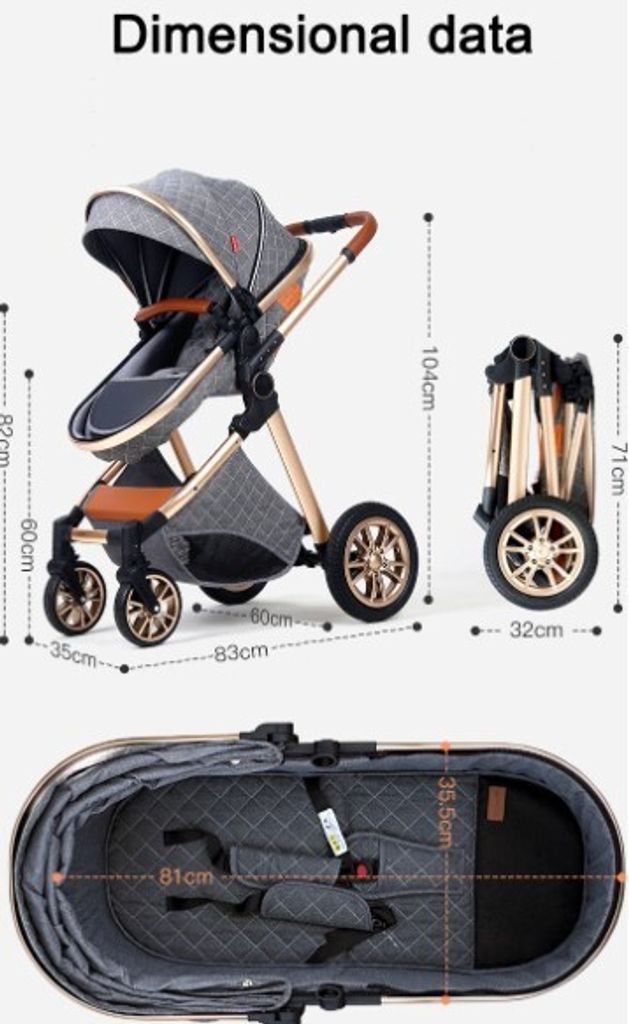 Kinderwagen 3-in-1  Luxus Kombi-Kinderwagen  Buggy