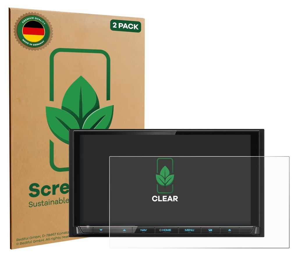 2x ScreenLeaf Schutzfolie für Kenwood DNX9190DABS nachhaltiger Displayschutz Display Schutz Folie Klar Transparent