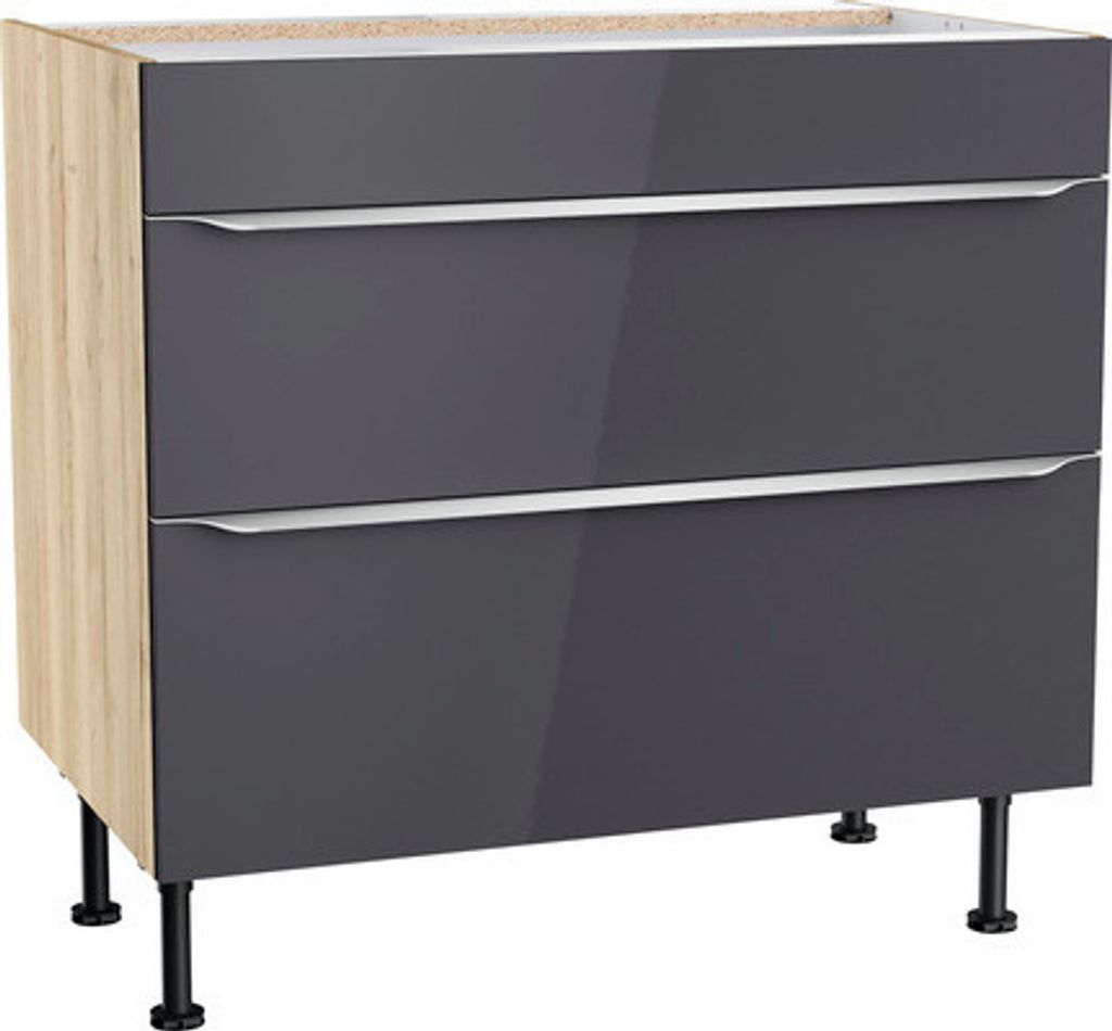 Optifit Kochfeldumbauschrank Linus984 BxTxH 90 x 58,4 x 87 cm anthrazit glänzend zerlegt KFLI UC936-8E+