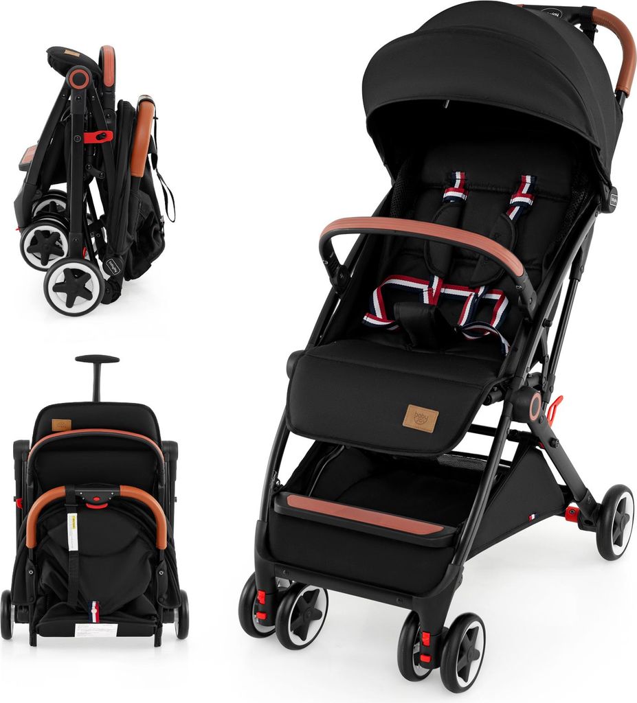 COSTWAY Kinderwagen bis 15kg, Kinderbuggy mit Rückenlehne & Verdeck, Reisebuggy mit Liegefunktion, 5-Punkt-Sicherheitsgurt für 3 Jahren Baby, Sch...