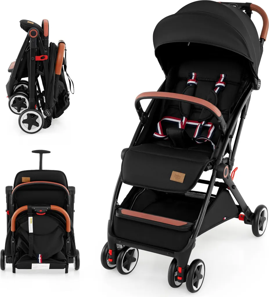 Poussette COSTWAY jusqu'à 15 kg avec harnais 5 points et capote, noir