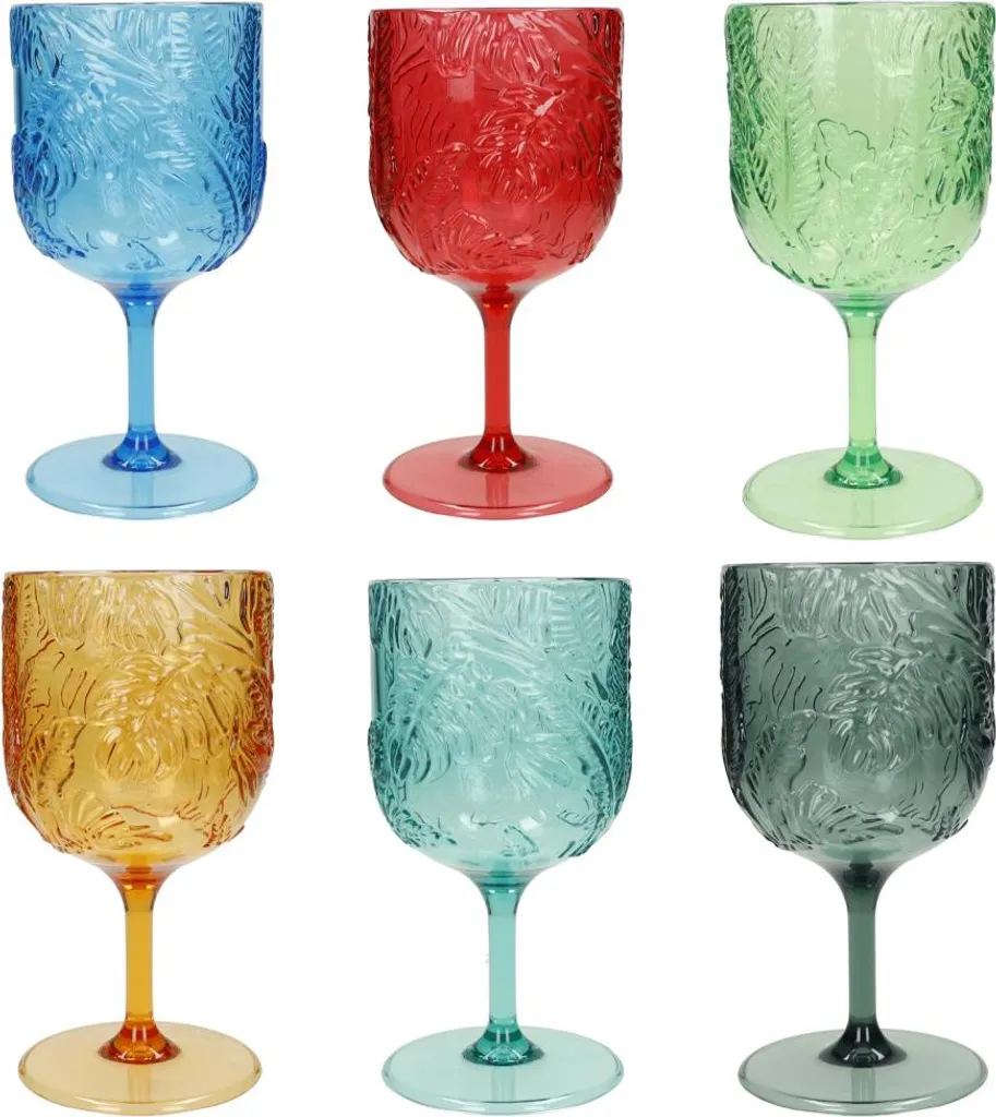 Lot de 6 verres incassables en acrylique - Couleurs tropicales 350ml