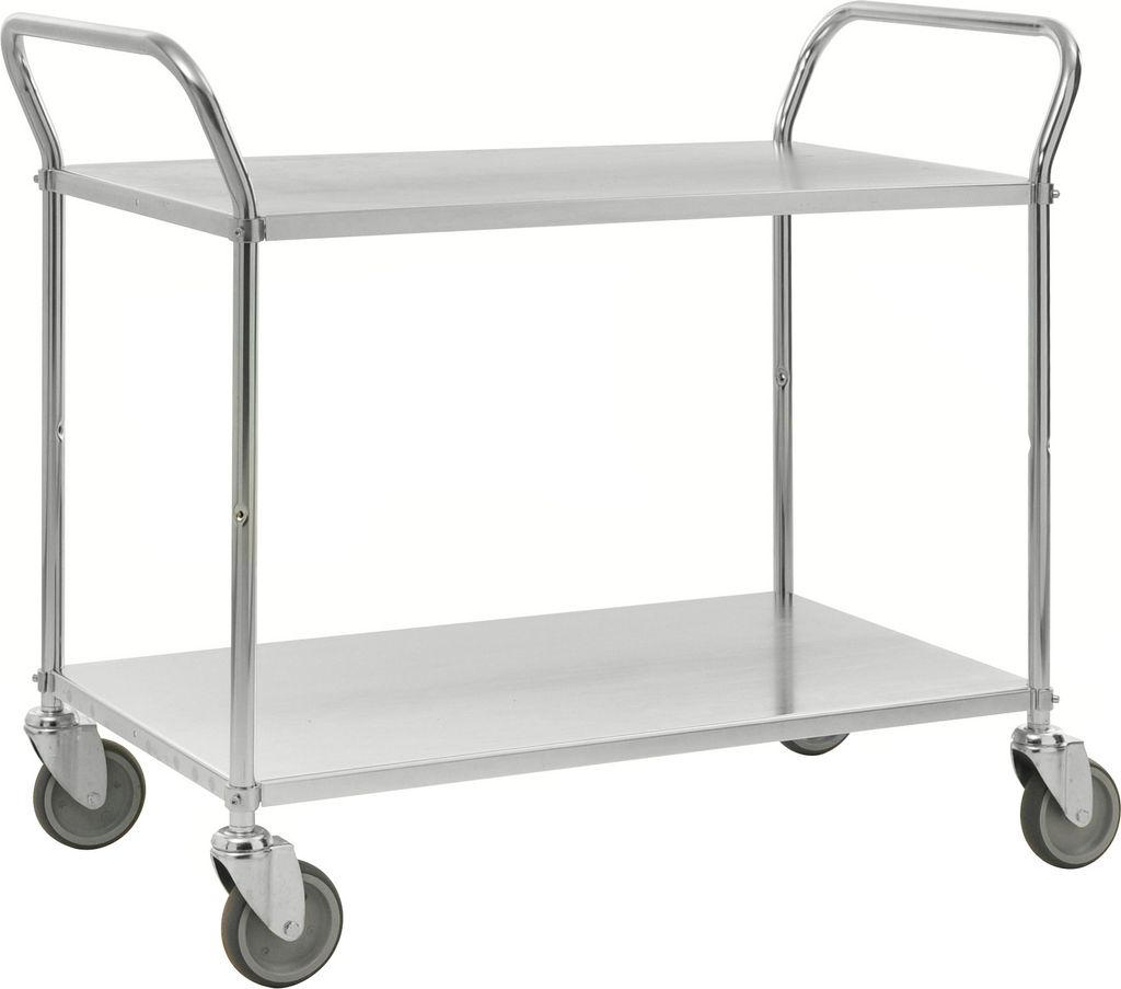 Kongamek Etagenwagen mit 2 Böden 900x540mm pulverbeschichtet und verzinkt mit 24mm Rand und Bremse