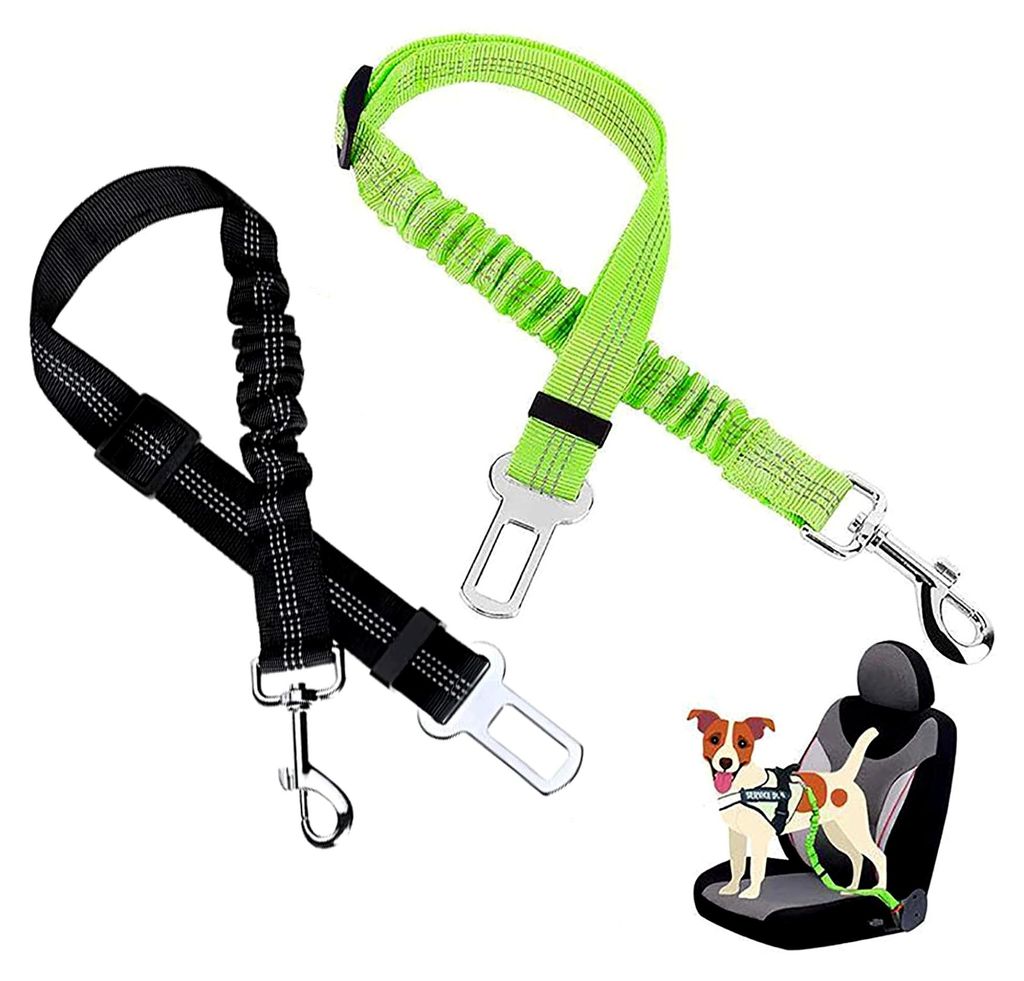 2 Stück verstellbare Hunde Sicherheitsgurte mit elastischer Ruckdämpfung und reflektierendem Material