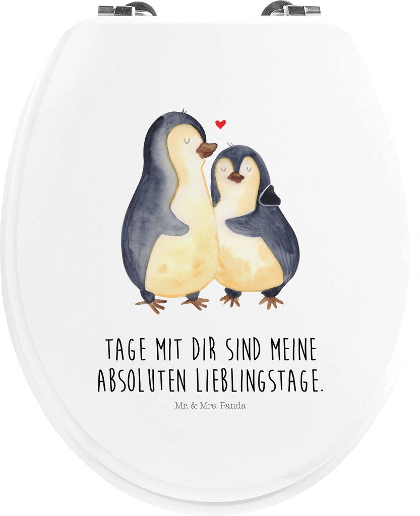 Mr. & Mrs. Panda Klo-Deckel Pinguin umarmen - Weiß - Geschenk, Toilettendeckel, Jahrestag, klo deckel, Liebe, WC Sitz, Klobrille, Hochzeitsgeschen...