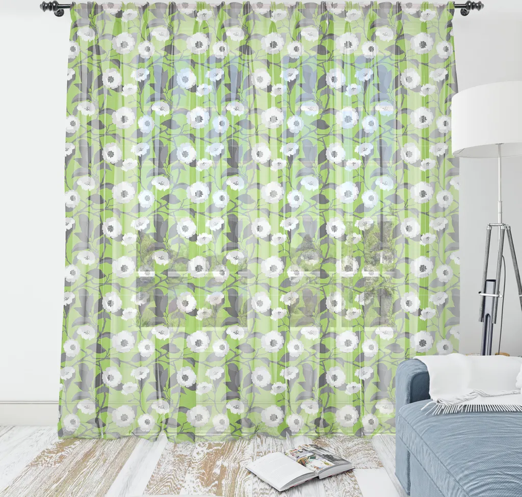 Décoration murale en satin soyeux motif floral numérique 135x274 cm