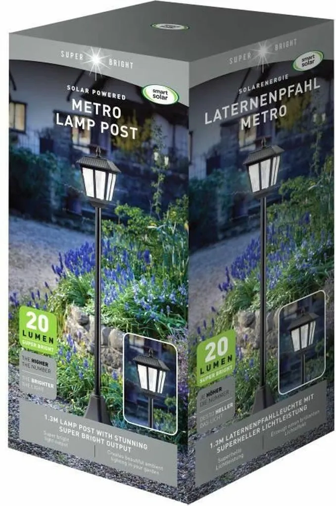 Lampadaire Smart Garden Solar Extérieur 130 cm 20 Lm - Éclairage Noir