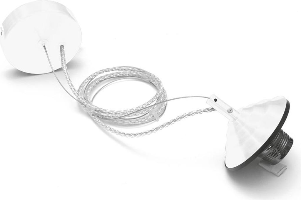 Alice Aufhängungsset Code V/G - Weiße Rosette, transparentes Kabel, E27, max 60W, IP20