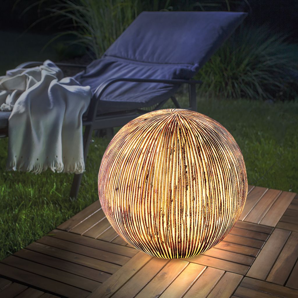 esotec Solarkugel Ribbed-Ball Kugelleuchte Garten 26cm Sandsteinoptik 102676
