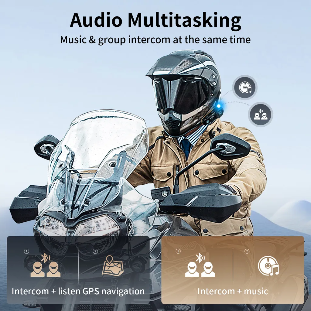 Intercom moto Bluetooth 2000M pour groupe de 8 motards avec CVC - 3