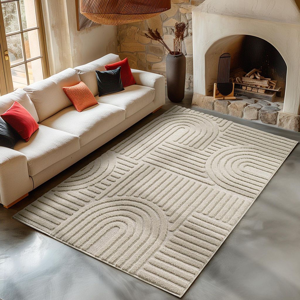 Carpetsale24 Hochflor Teppich Wohnzimmer Skandinavische Boho Design 3D Optik Teppich Shaggy Flauschig Weich, Grösse: 60x110 cm