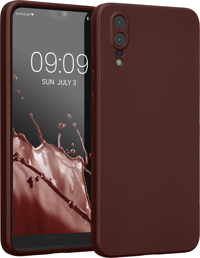 kwmobile Handyhülle kompatibel mit Huawei P20 Hülle - weiche Silikon Case metallisch schimmernd in Metallic Tawny Red