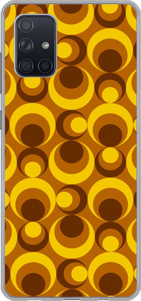 MuchoWow Handyhülle Schutzhülle Hülle für Telefoonhoesje Samsung Galaxy A51 Muster - Retro - Braun - Gelb Silikon Softcase Handy Hülle - Sch...