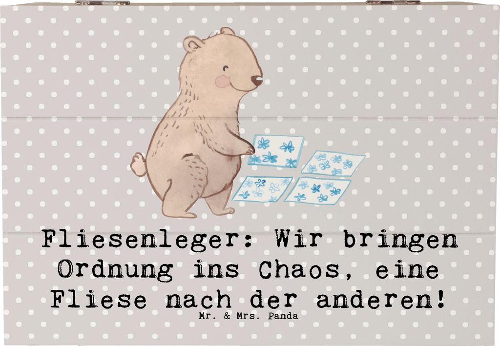Mr. & Mrs. Panda Box Fliesenleger Ordnung 22 x 15 cm - Grau Pastell - Geschenk, Berufsalltag, Geschenke mit Herz, Künstler, kiste holz, Gestaltung...