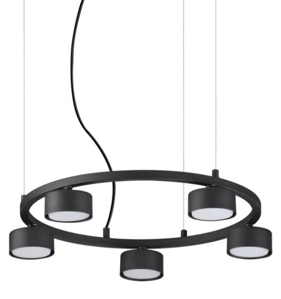 Suspension Noire 5 Lampes GX53 9W 3000K Style Industriel Minimal